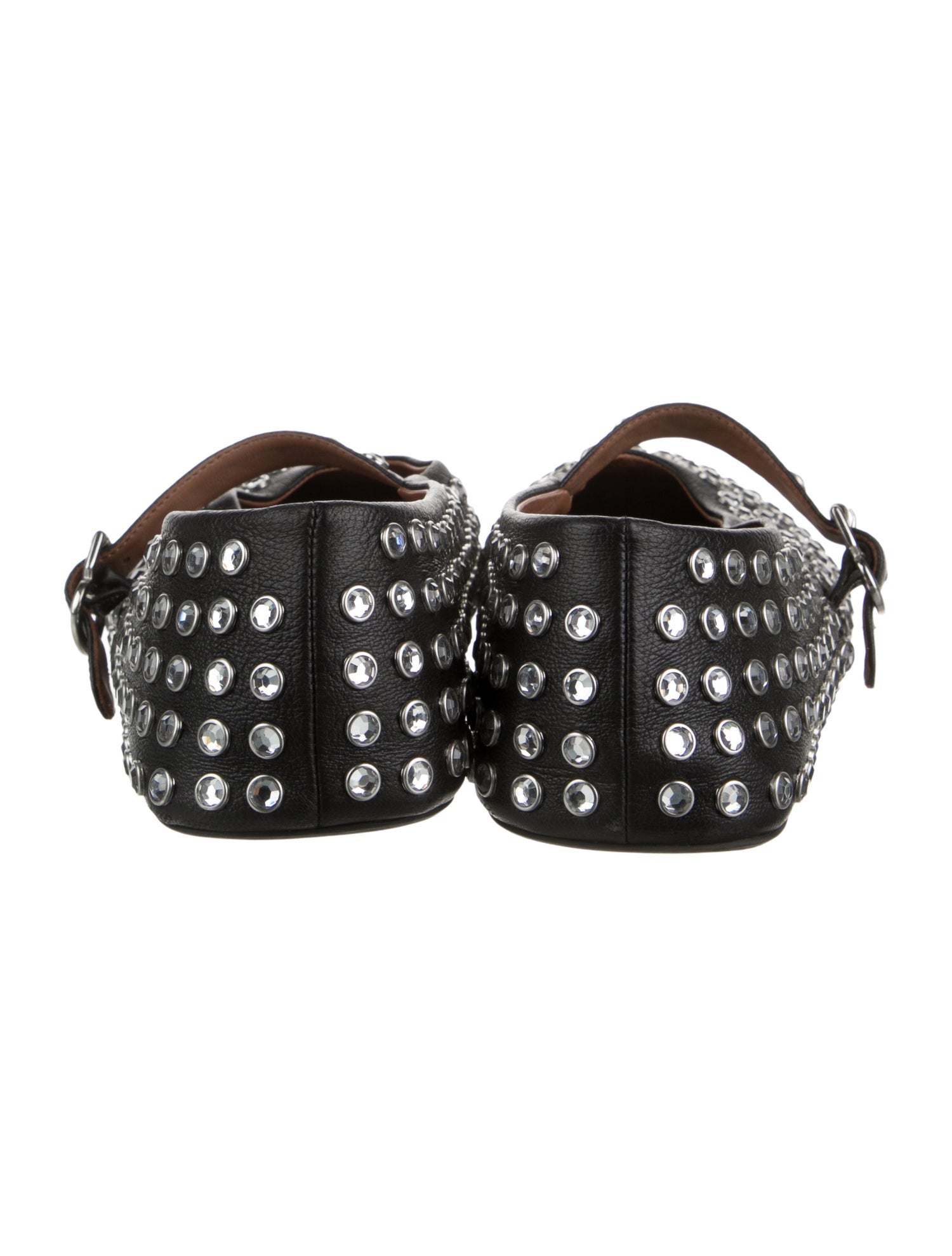 Alaïa Leather Crystal Embellishments Mary Jane Flats